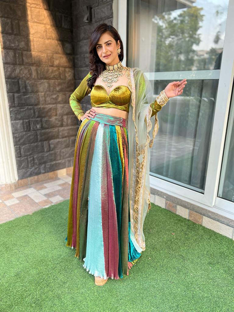 Evergreen Lehenga with Chromatic Blouse