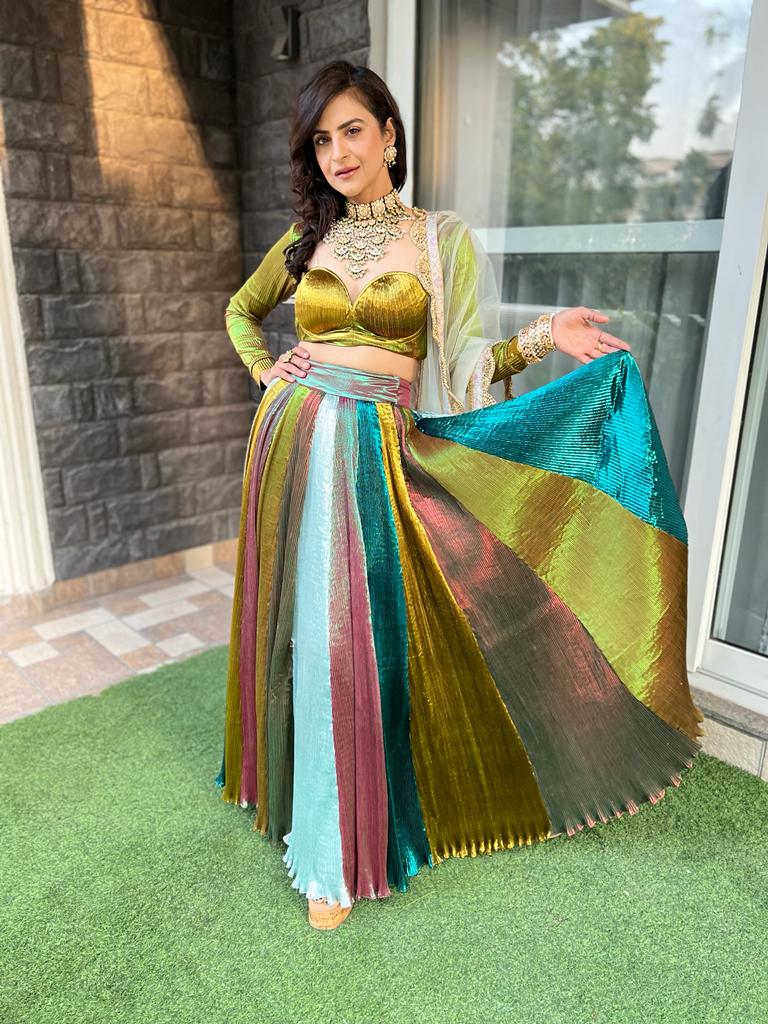 Evergreen Lehenga with Chromatic Blouse